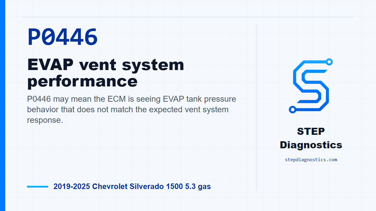P0446 EVAP vent system performance for 2019-2025 Chevrolet Silverado 1500 5.3 gas