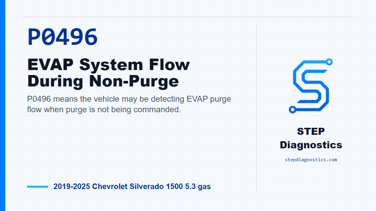 P0496 EVAP System Flow During Non-Purge for 2019-2025 Chevrolet Silverado 1500 5.3 gas