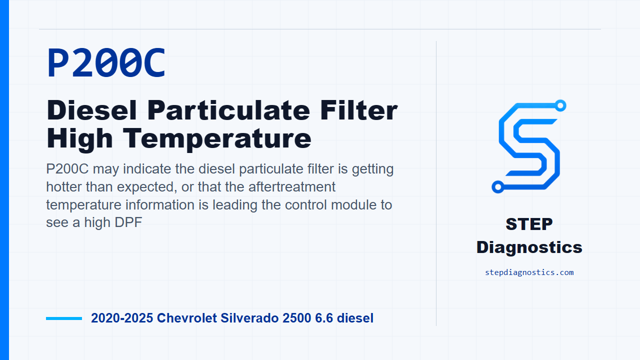 P200C Diesel Particulate Filter High Temperature for 2020-2025 Chevrolet Silverado 2500 6.6 diesel