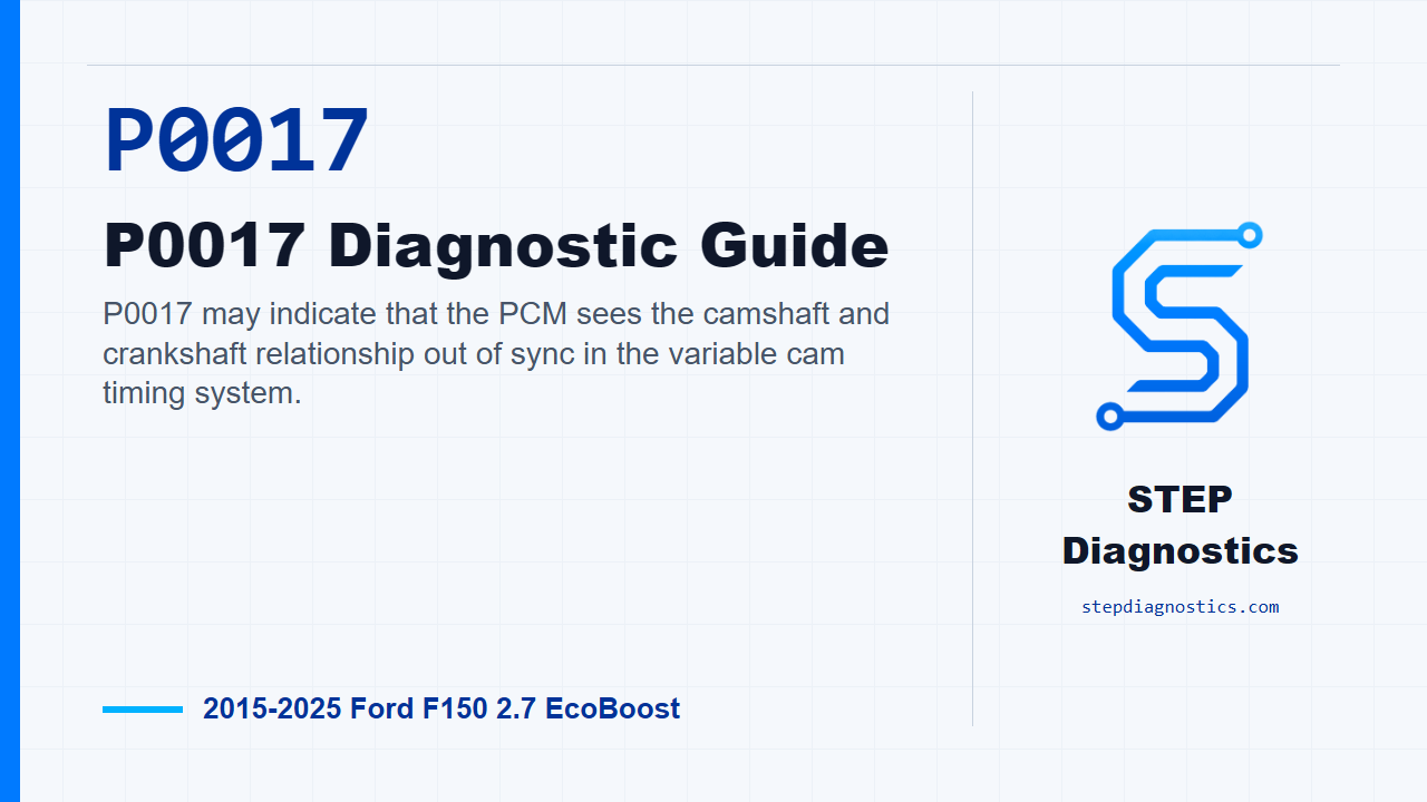 P0017 P0017 Diagnostic Guide for 2015-2025 Ford F150 2.7 EcoBoost
