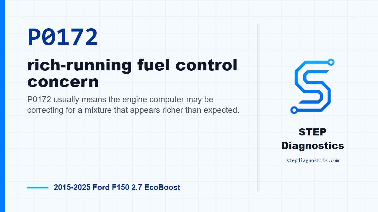 P0172 rich-running fuel control concern for 2015-2025 Ford F150 2.7 EcoBoost