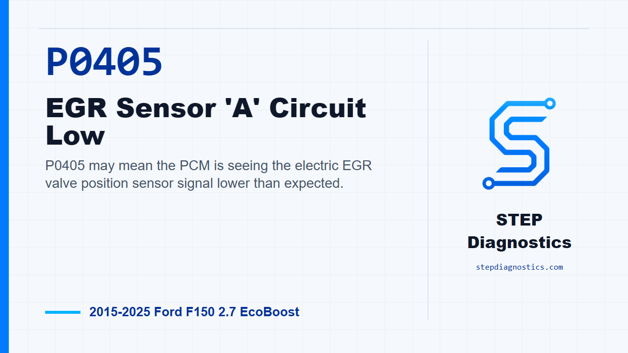 P0405 EGR Sensor 'A' Circuit Low for 2015-2025 Ford F150 2.7 EcoBoost