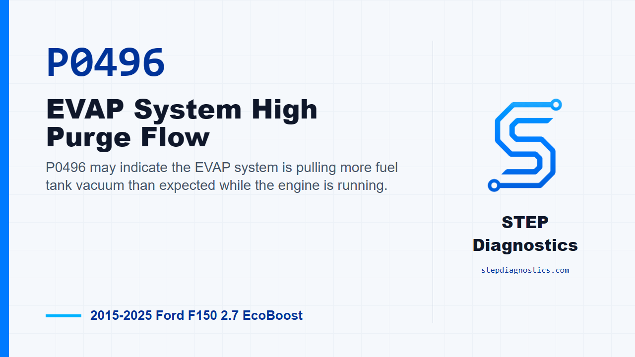 P0496 EVAP System High Purge Flow for 2015-2025 Ford F150 2.7 EcoBoost