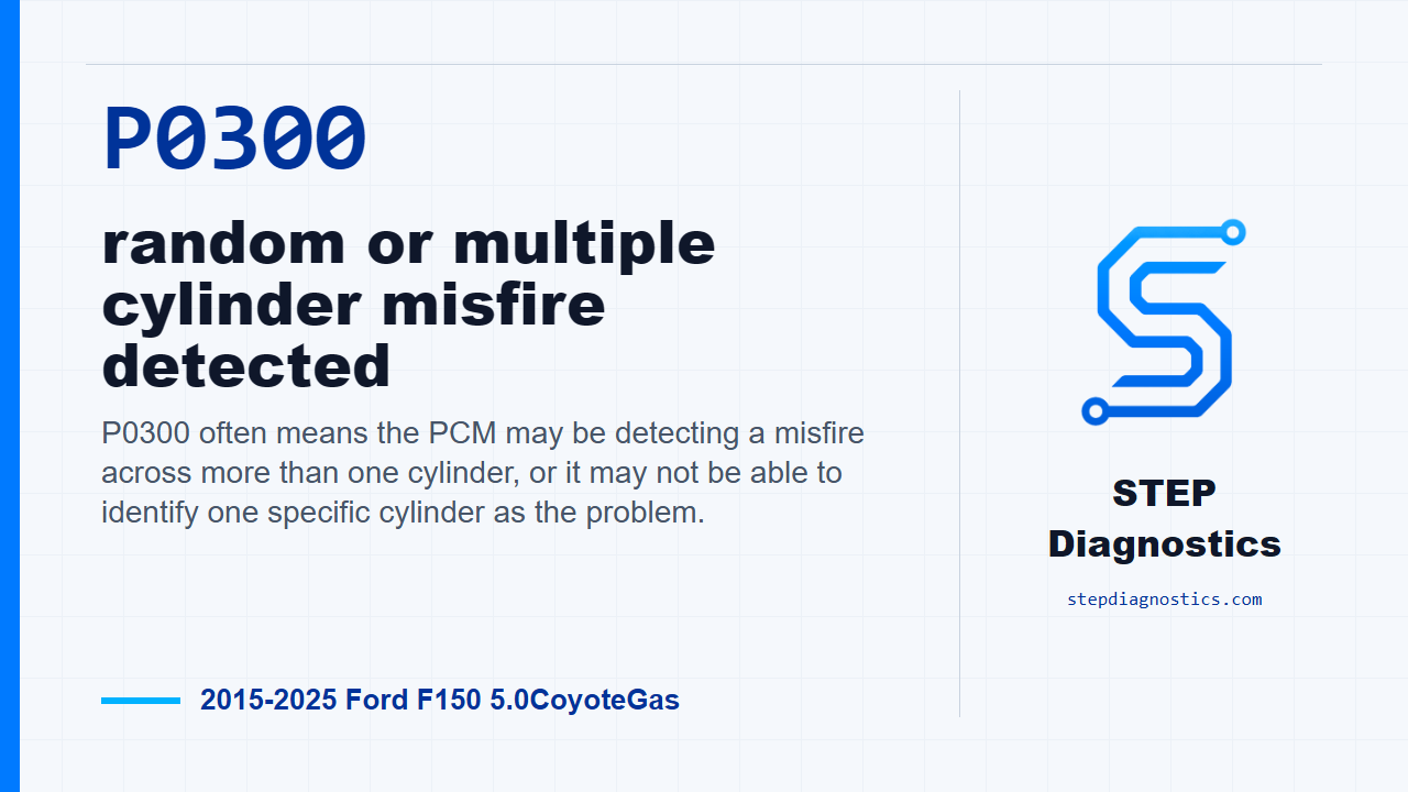 P0300 random or multiple cylinder misfire detected for 2015-2025 Ford F150 5.0CoyoteGas