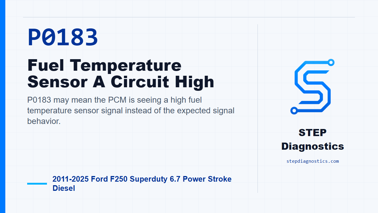 P0183 Fuel Temperature Sensor A Circuit High for 2011-2025 Ford F250 Superduty 6.7 Power Stroke Diesel