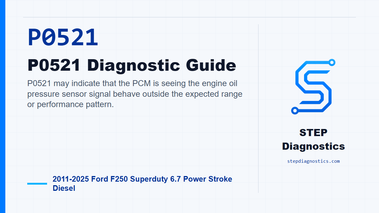 P0521 P0521 Diagnostic Guide for 2011-2025 Ford F250 Superduty 6.7 Power Stroke Diesel