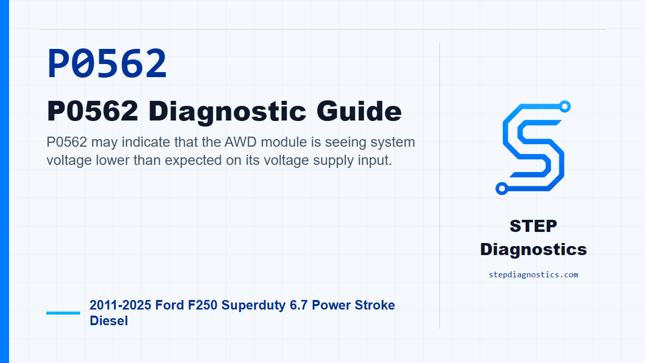 P0562 P0562 Diagnostic Guide for 2011-2025 Ford F250 Superduty 6.7 Power Stroke Diesel