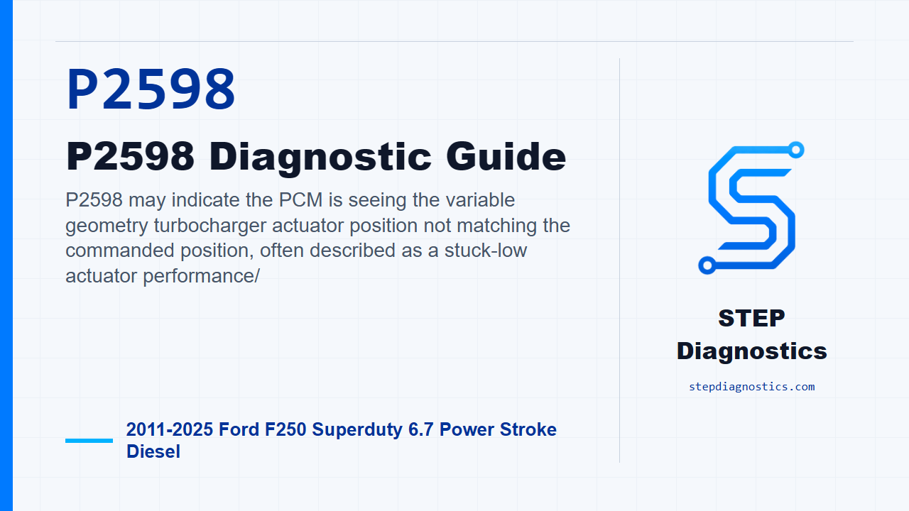 P2598 P2598 Diagnostic Guide for 2011-2025 Ford F250 Superduty 6.7 Power Stroke Diesel