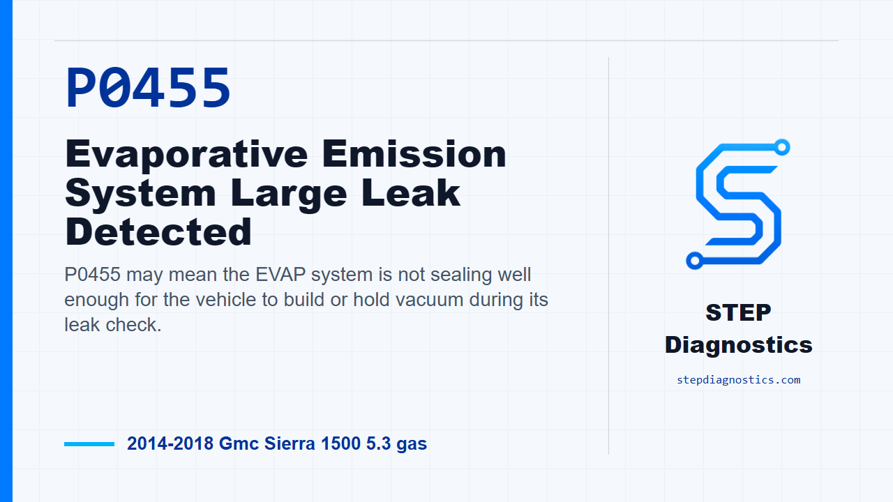 P0455 Evaporative Emission System Large Leak Detected for 2014-2018 Gmc Sierra 1500 5.3 gas