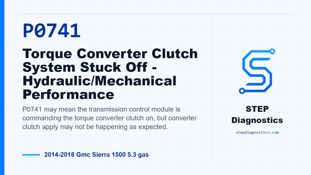 P0741 Torque Converter Clutch System Stuck Off - Hydraulic/Mechanical Performance for 2014-2018 Gmc Sierra 1500 5.3 gas