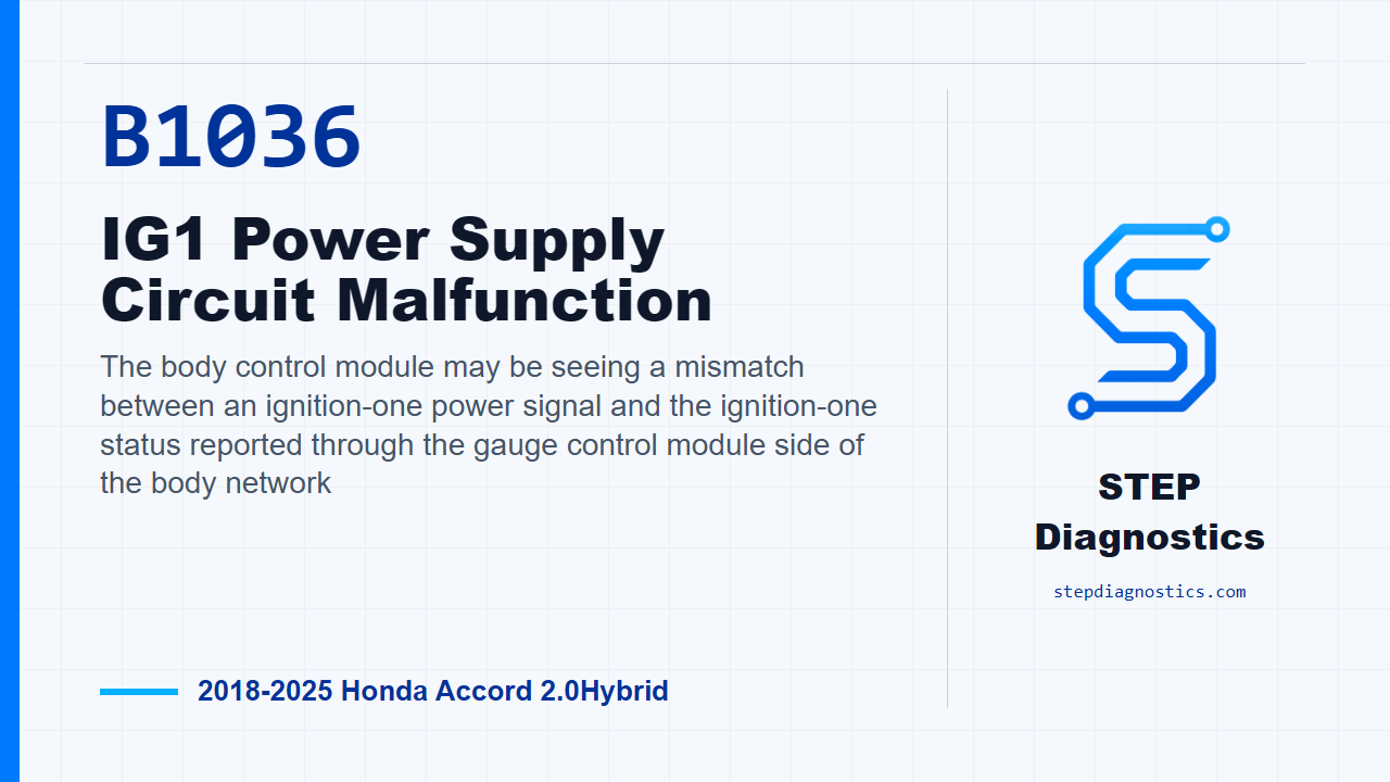 B1036 IG1 Power Supply Circuit Malfunction for 2018-2025 Honda Accord 2.0Hybrid
