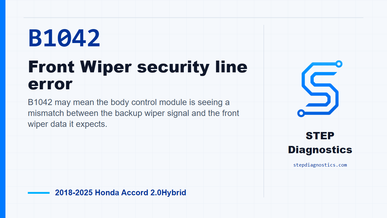 B1042 Front Wiper security line error for 2018-2025 Honda Accord 2.0Hybrid
