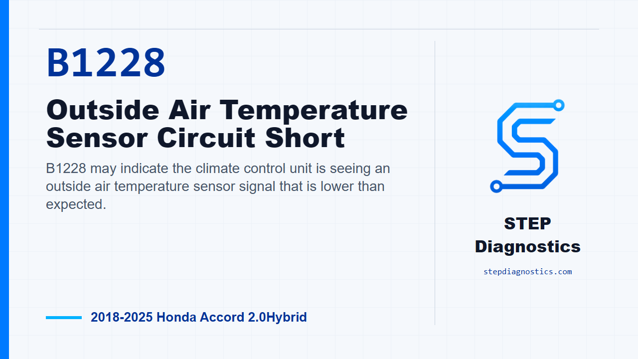 B1228 Outside Air Temperature Sensor Circuit Short for 2018-2025 Honda Accord 2.0Hybrid