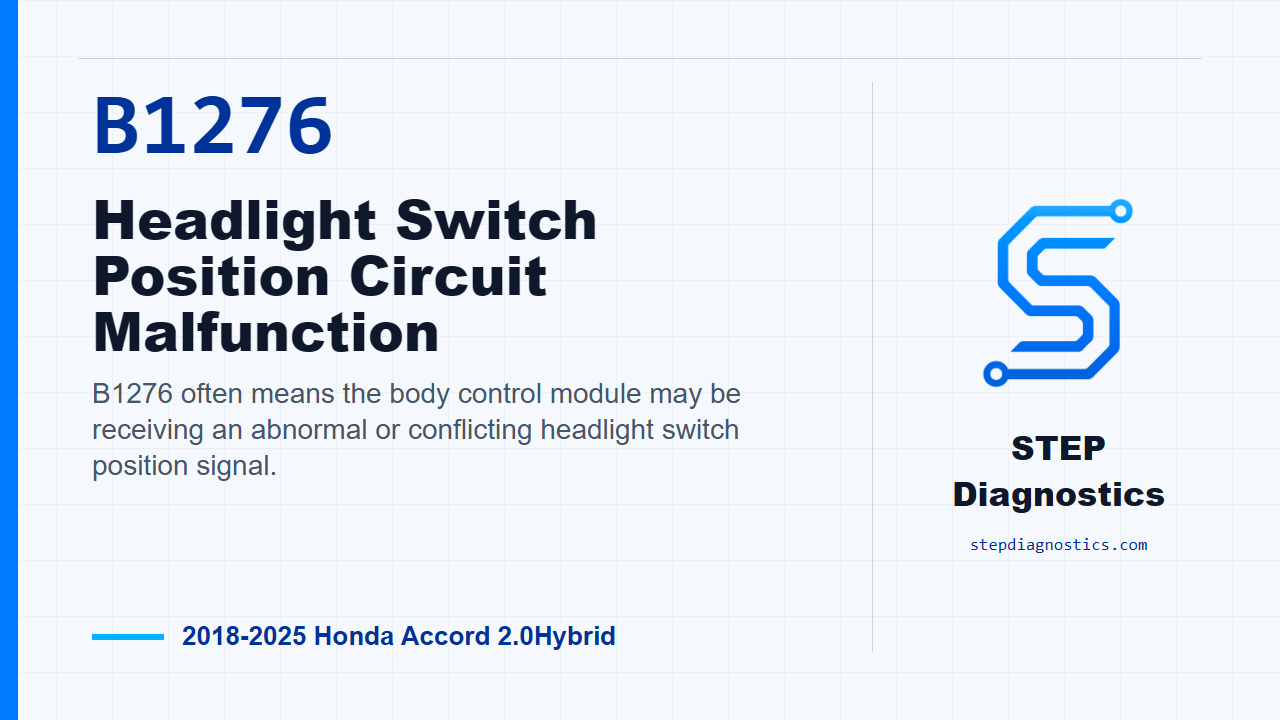 B1276 Headlight Switch Position Circuit Malfunction for 2018-2025 Honda Accord 2.0Hybrid