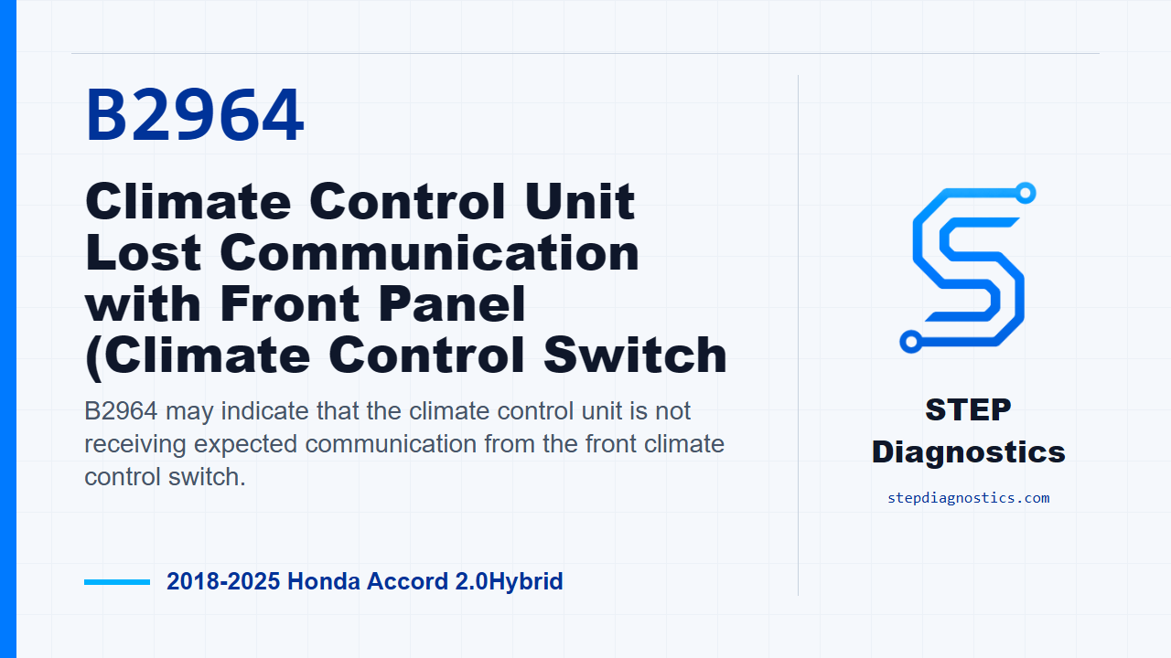 B2964 Climate Control Unit Lost Communication with Front Panel (Climate Control Switch - 2018-20... for 2018-2025 Honda Accord 2.0Hybrid
