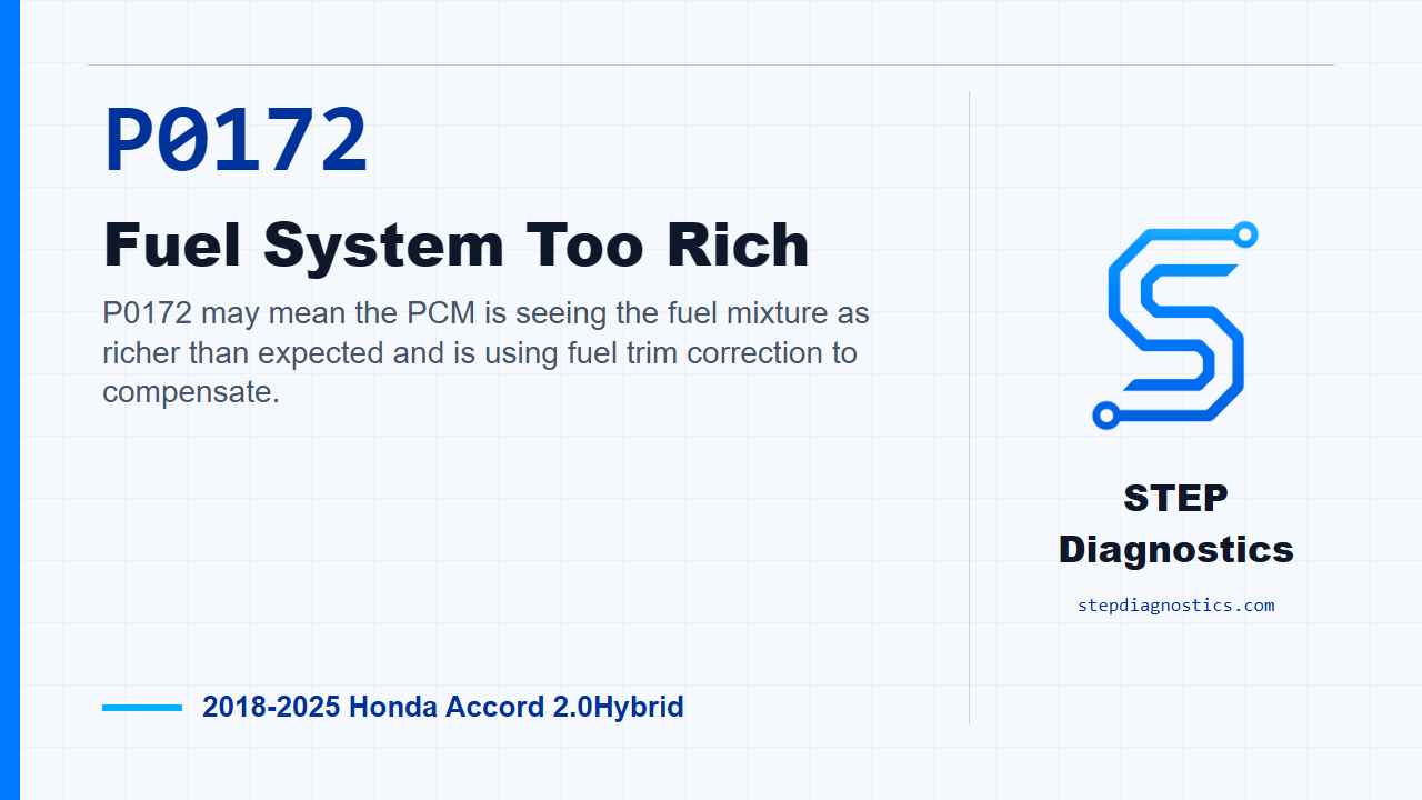 P0172 Fuel System Too Rich for 2018-2025 Honda Accord 2.0Hybrid