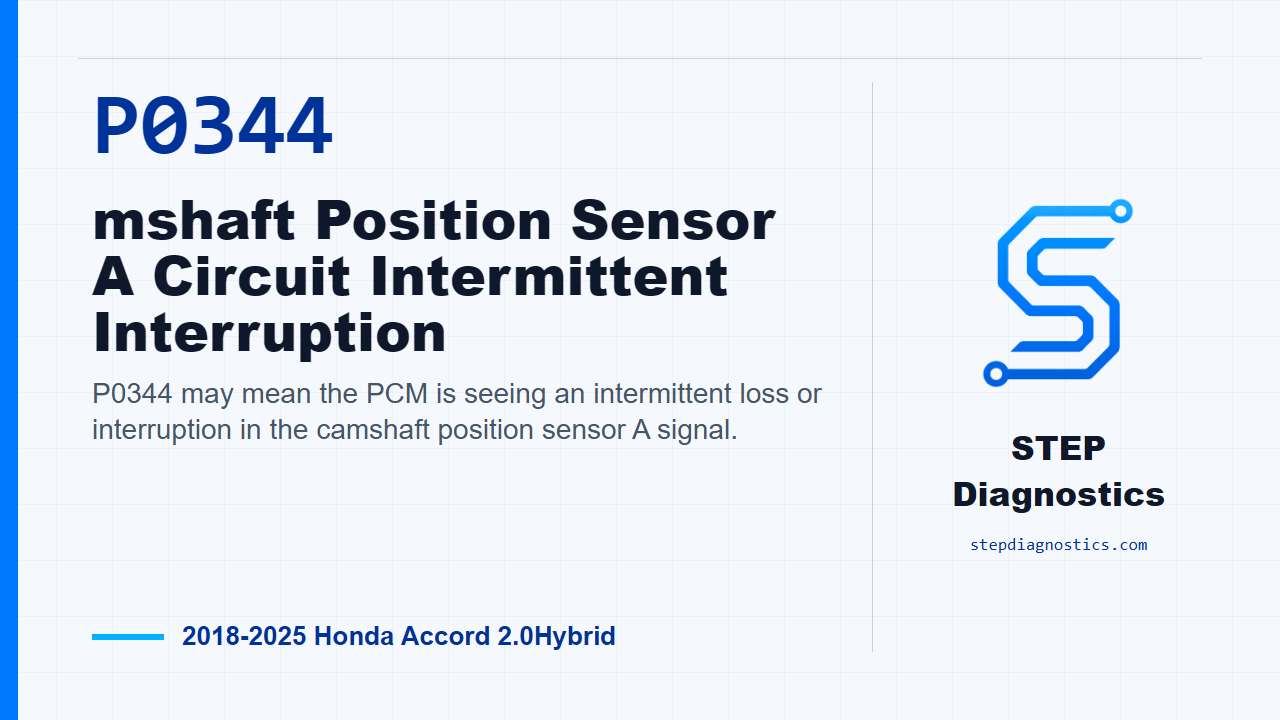 P0344 mshaft Position Sensor A Circuit Intermittent Interruption for 2018-2025 Honda Accord 2.0Hybrid