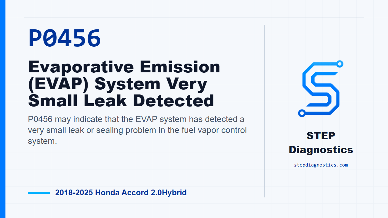 P0456 Evaporative Emission (EVAP) System Very Small Leak Detected for 2018-2025 Honda Accord 2.0Hybrid