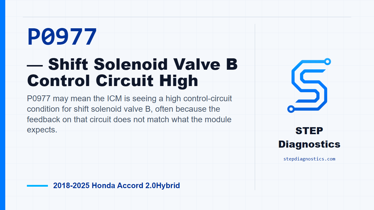 P0977 — Shift Solenoid Valve B Control Circuit High diagnostic guide