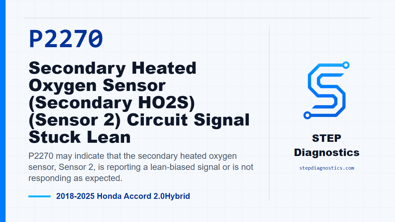 P2270 Secondary Heated Oxygen Sensor (Secondary HO2S) (Sensor 2) Circuit Signal Stuck Lean - 201... diagnostic guide