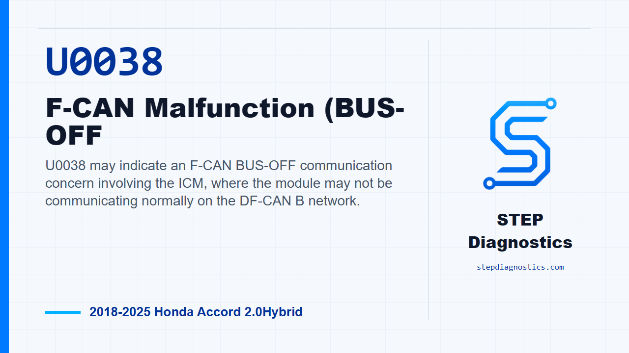 U0038 F-CAN Malfunction (BUS-OFF for 2018-2025 Honda Accord 2.0Hybrid