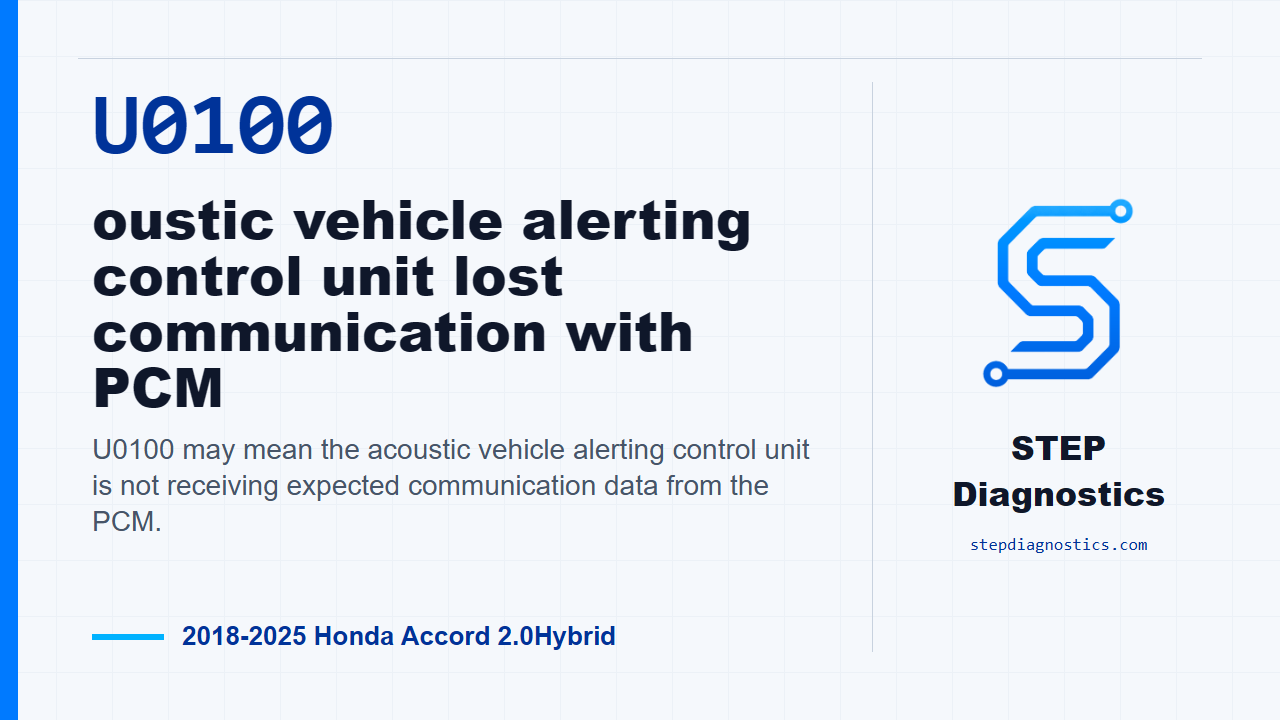U0100 oustic vehicle alerting control unit lost communication with PCM for 2018-2025 Honda Accord 2.0Hybrid