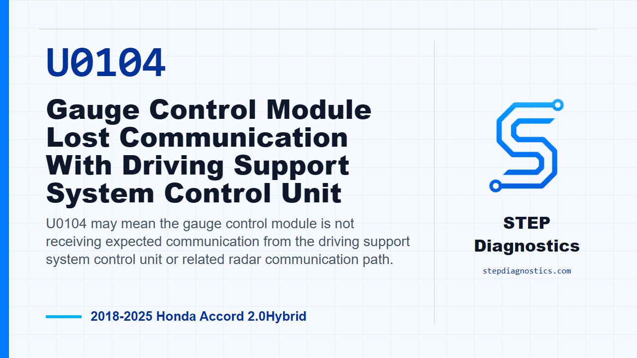 U0104 Gauge Control Module Lost Communication With Driving Support System Control Unit - 2018-20... for 2018-2025 Honda Accord 2.0Hybrid