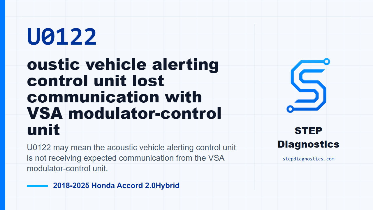 U0122 oustic vehicle alerting control unit lost communication with VSA modulator-control unit -... for 2018-2025 Honda Accord 2.0Hybrid