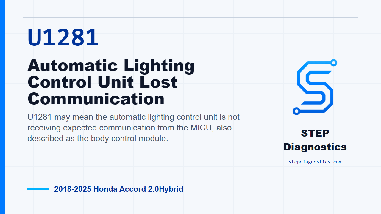U1281 Automatic Lighting Control Unit Lost Communication diagnostic guide