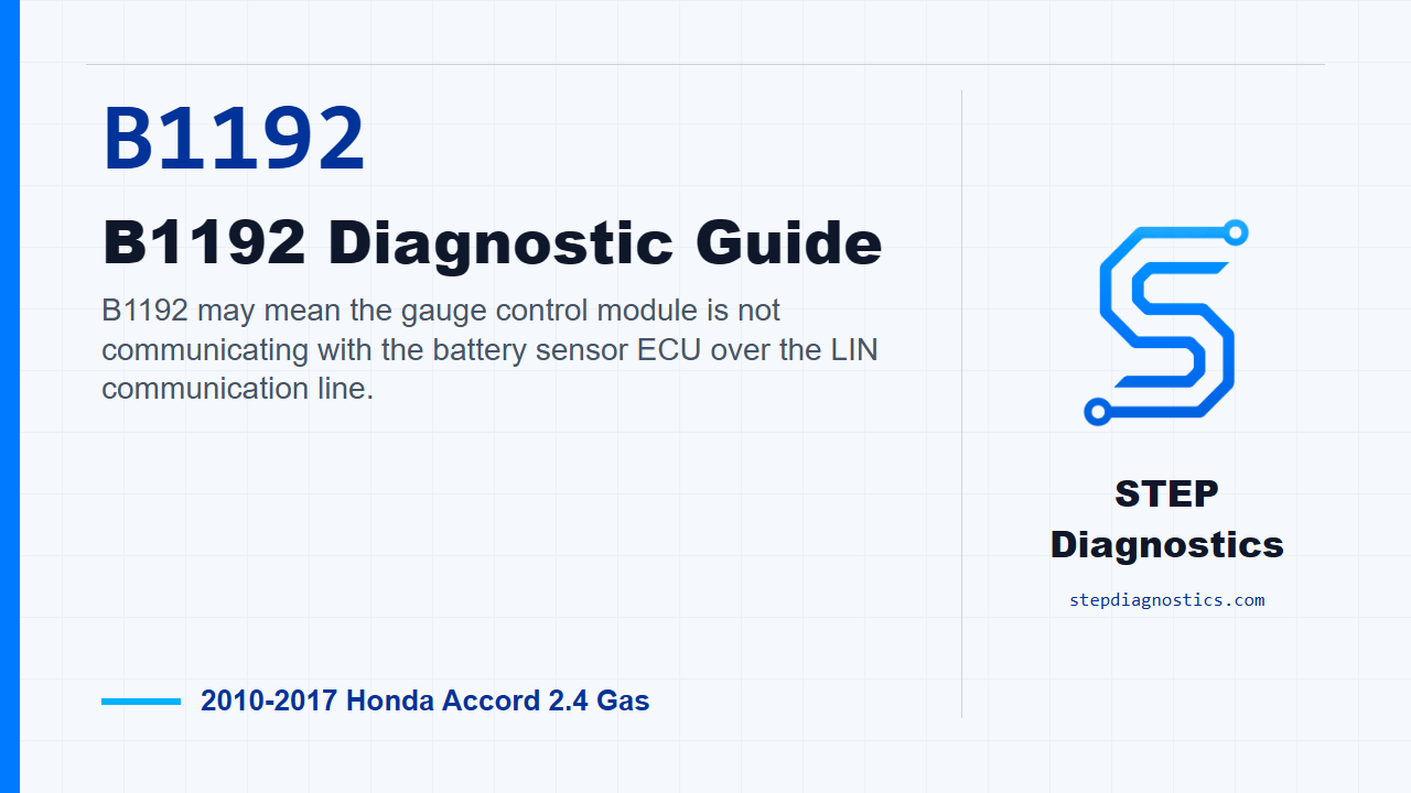 B1192 B1192 Diagnostic Guide for 2010-2017 Honda Accord 2.4 Gas