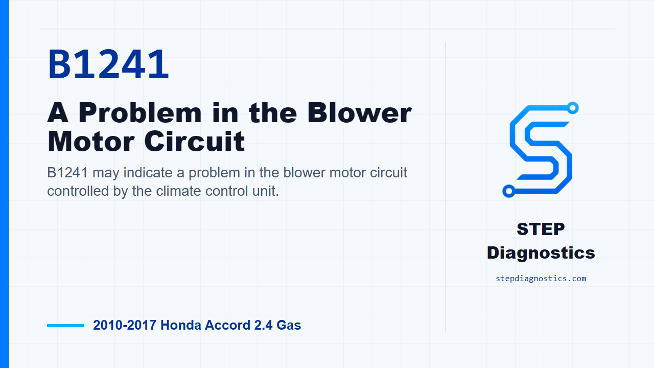 B1241 A Problem in the Blower Motor Circuit for 2010-2017 Honda Accord 2.4 Gas