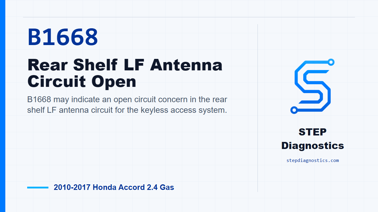 B1668 Rear Shelf LF Antenna Circuit Open for 2010-2017 Honda Accord 2.4 Gas