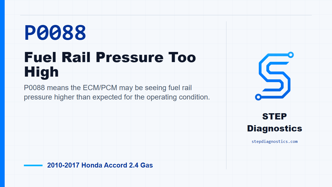P0088 Fuel Rail Pressure Too High for 2010-2017 Honda Accord 2.4 Gas