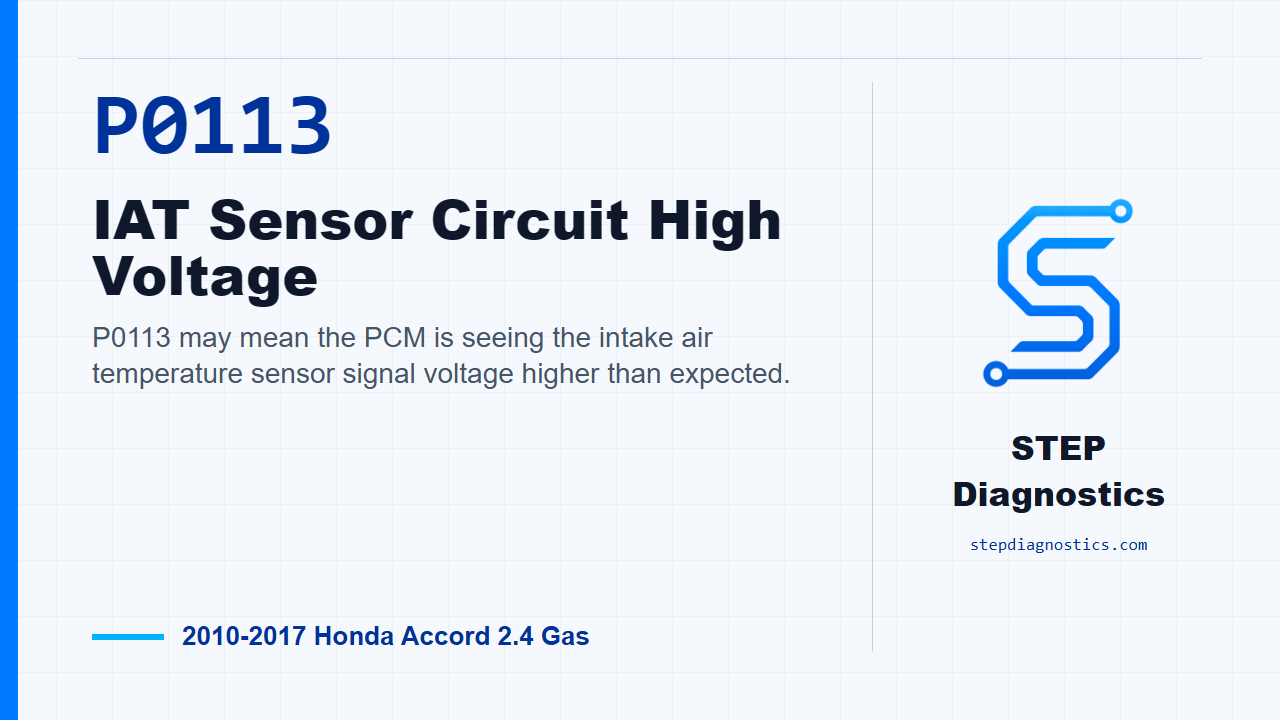 P0113 IAT Sensor Circuit High Voltage for 2010-2017 Honda Accord 2.4 Gas