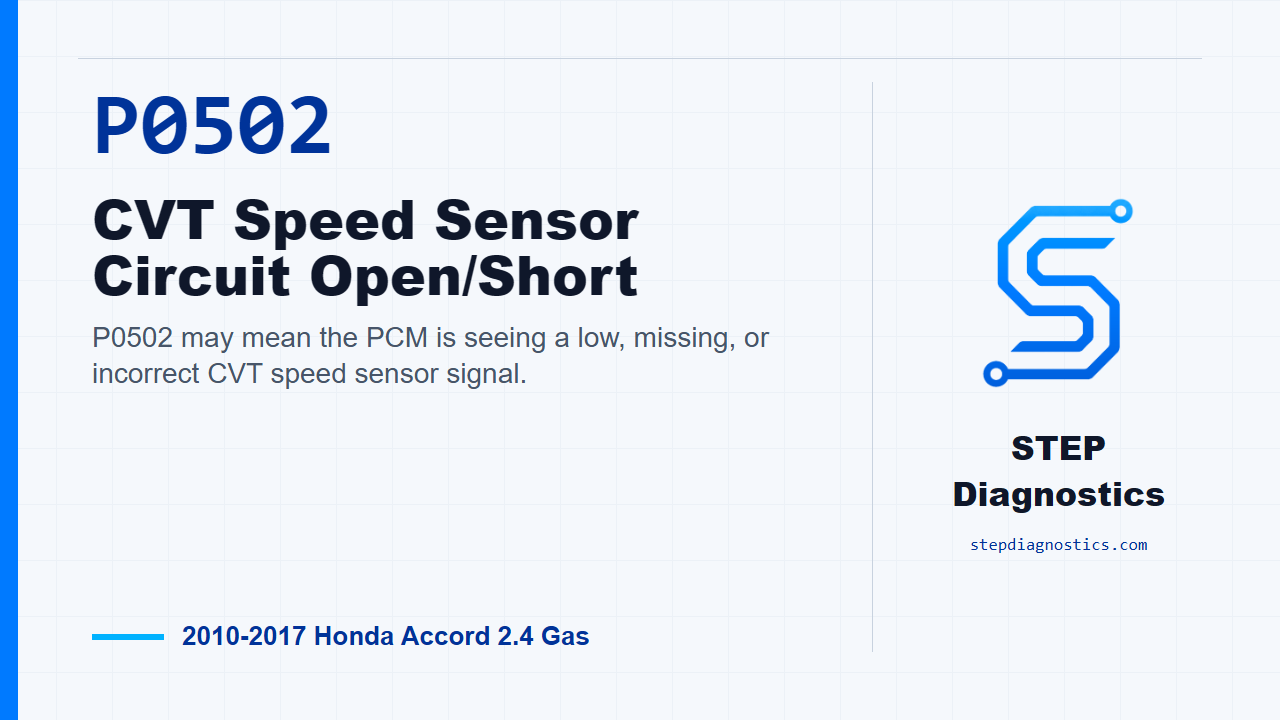 P0502 CVT Speed Sensor Circuit Open/Short for 2010-2017 Honda Accord 2.4 Gas