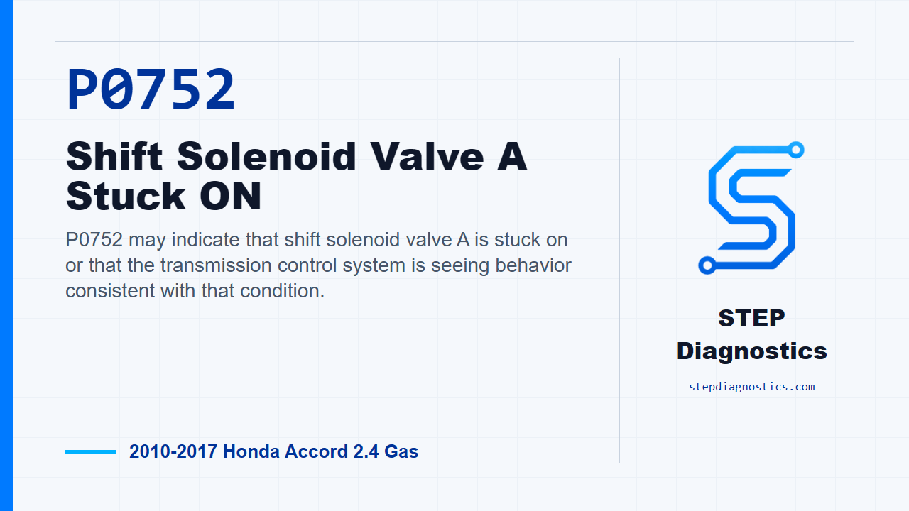 P0752 Shift Solenoid Valve A Stuck ON diagnostic guide