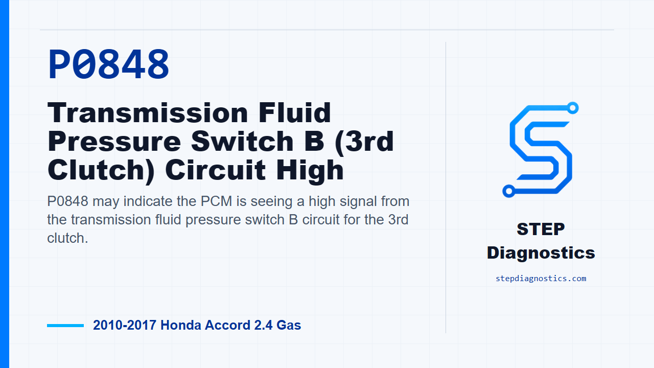 P0848 Transmission Fluid Pressure Switch B (3rd Clutch) Circuit High diagnostic guide