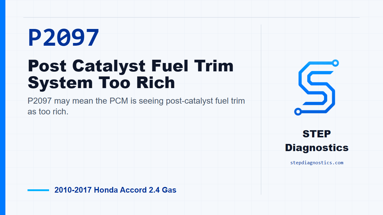 P2097 Post Catalyst Fuel Trim System Too Rich diagnostic guide