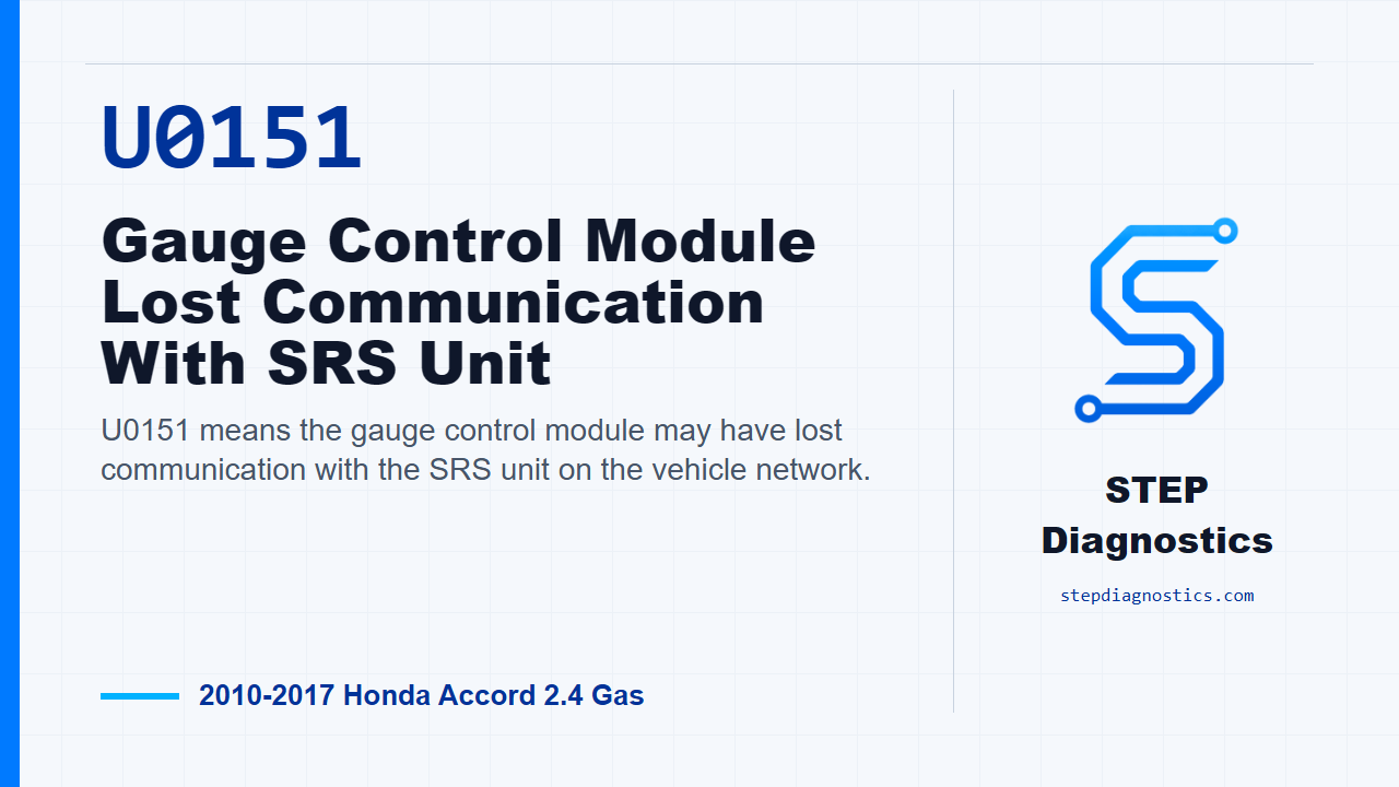 U0151 Gauge Control Module Lost Communication With SRS Unit for 2010-2017 Honda Accord 2.4 Gas