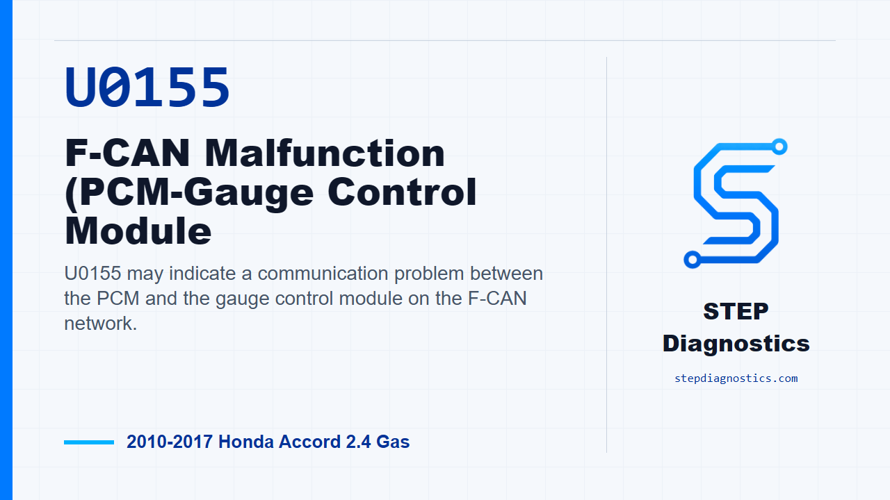 U0155 F-CAN Malfunction (PCM-Gauge Control Module for 2010-2017 Honda Accord 2.4 Gas