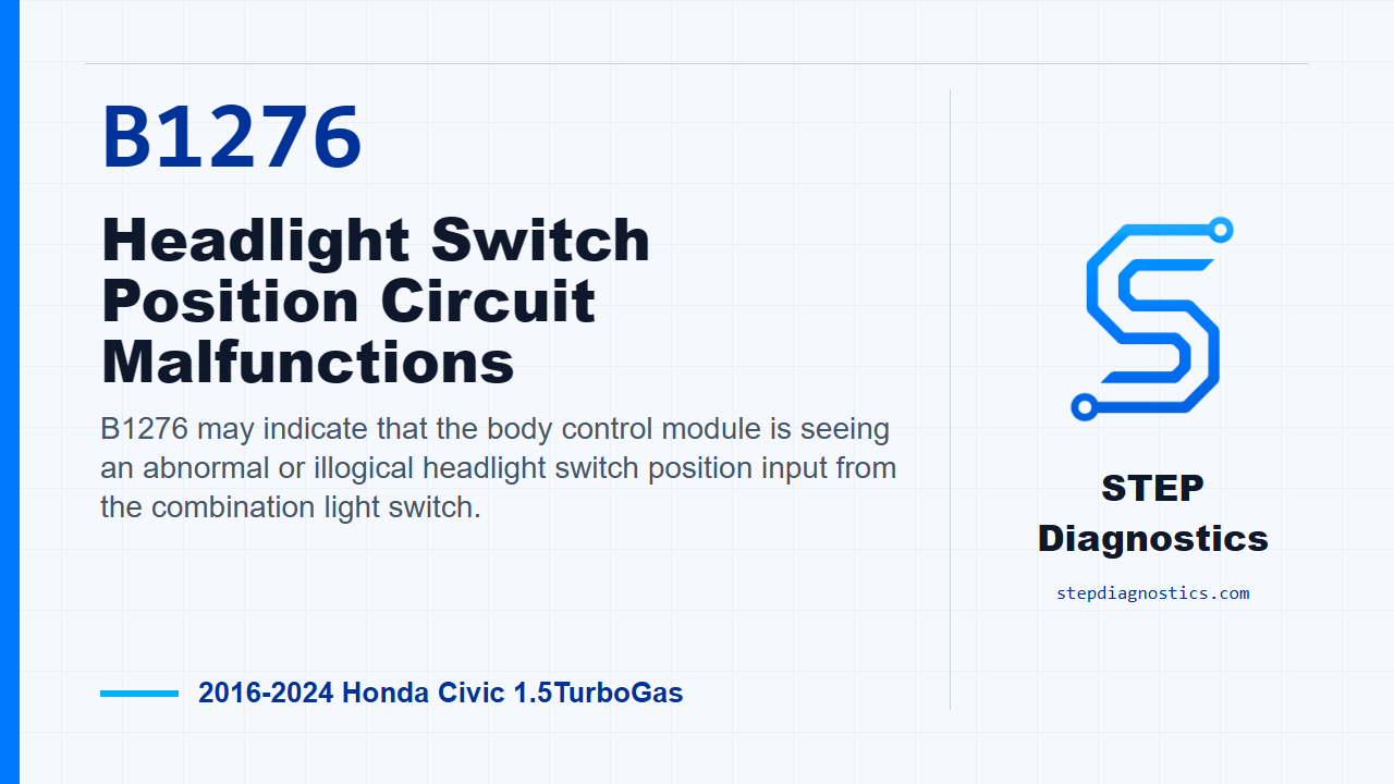 B1276 Headlight Switch Position Circuit Malfunctions for 2016-2024 Honda Civic 1.5TurboGas