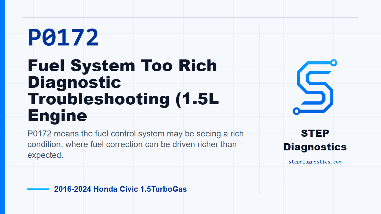P0172 Fuel System Too Rich Diagnostic Troubleshooting (1.5L Engine for 2016-2024 Honda Civic 1.5TurboGas