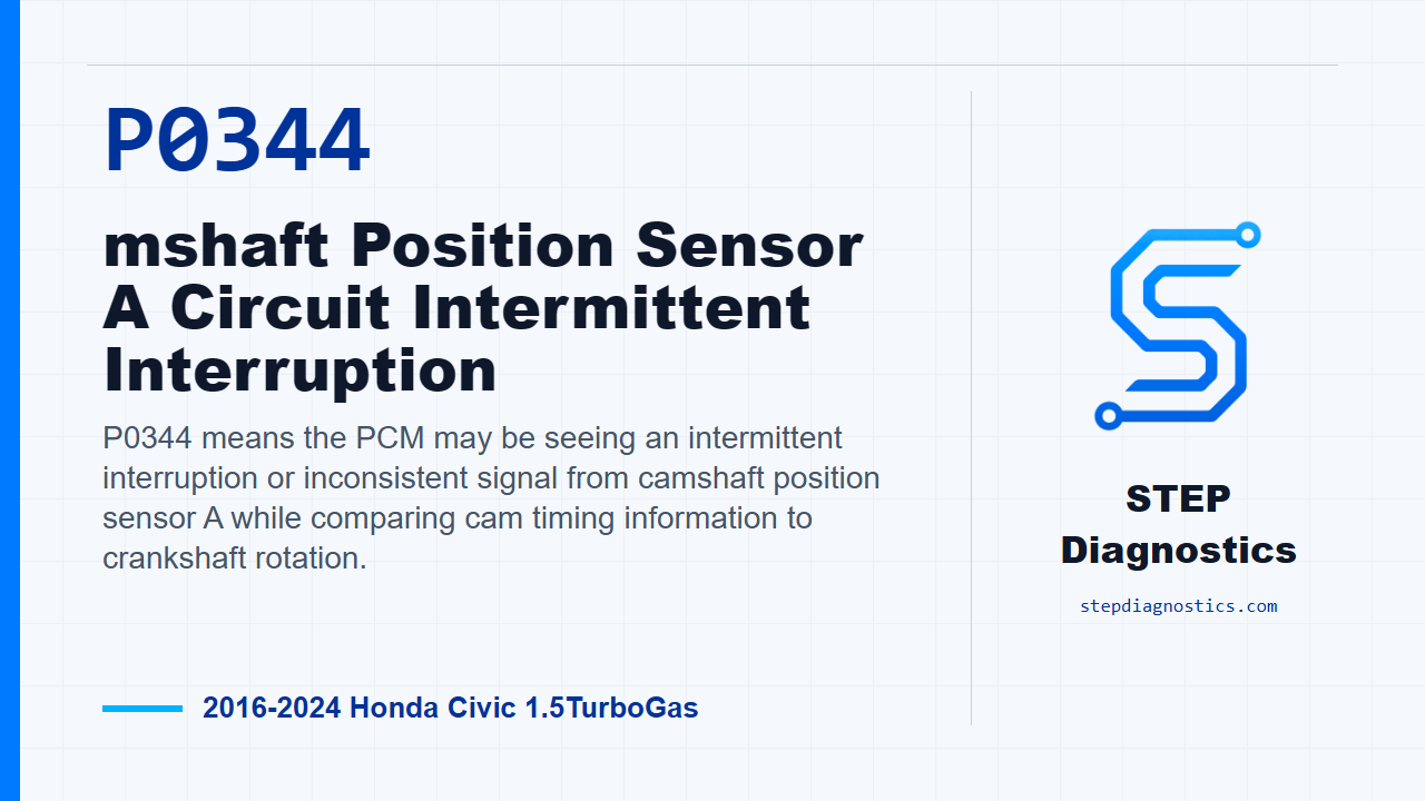 P0344 mshaft Position Sensor A Circuit Intermittent Interruption for 2016-2024 Honda Civic 1.5TurboGas
