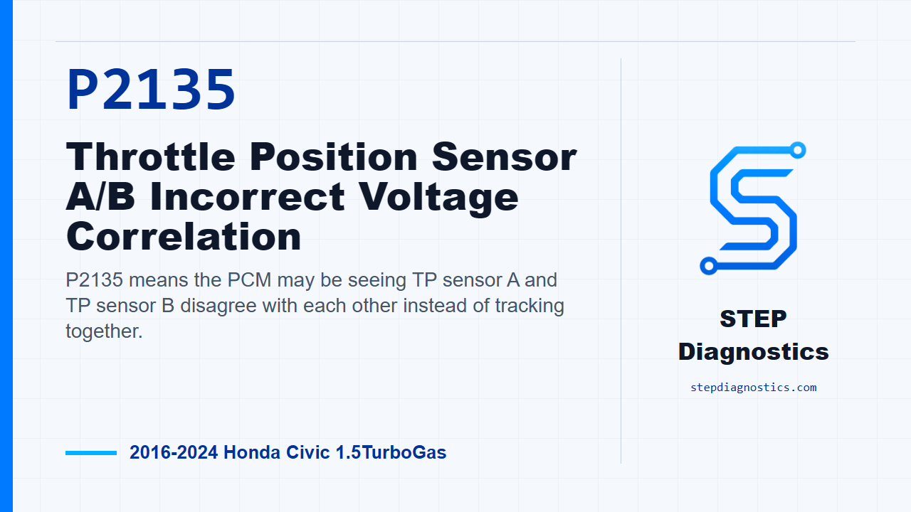 P2135 Throttle Position Sensor A/B Incorrect Voltage Correlation for 2016-2024 Honda Civic 1.5TurboGas