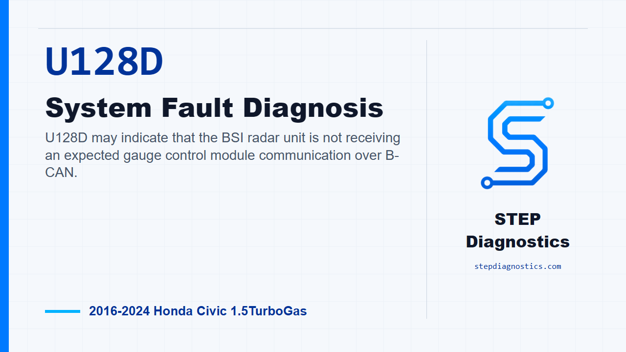 U128D System Fault Diagnosis for 2016-2024 Honda Civic 1.5TurboGas