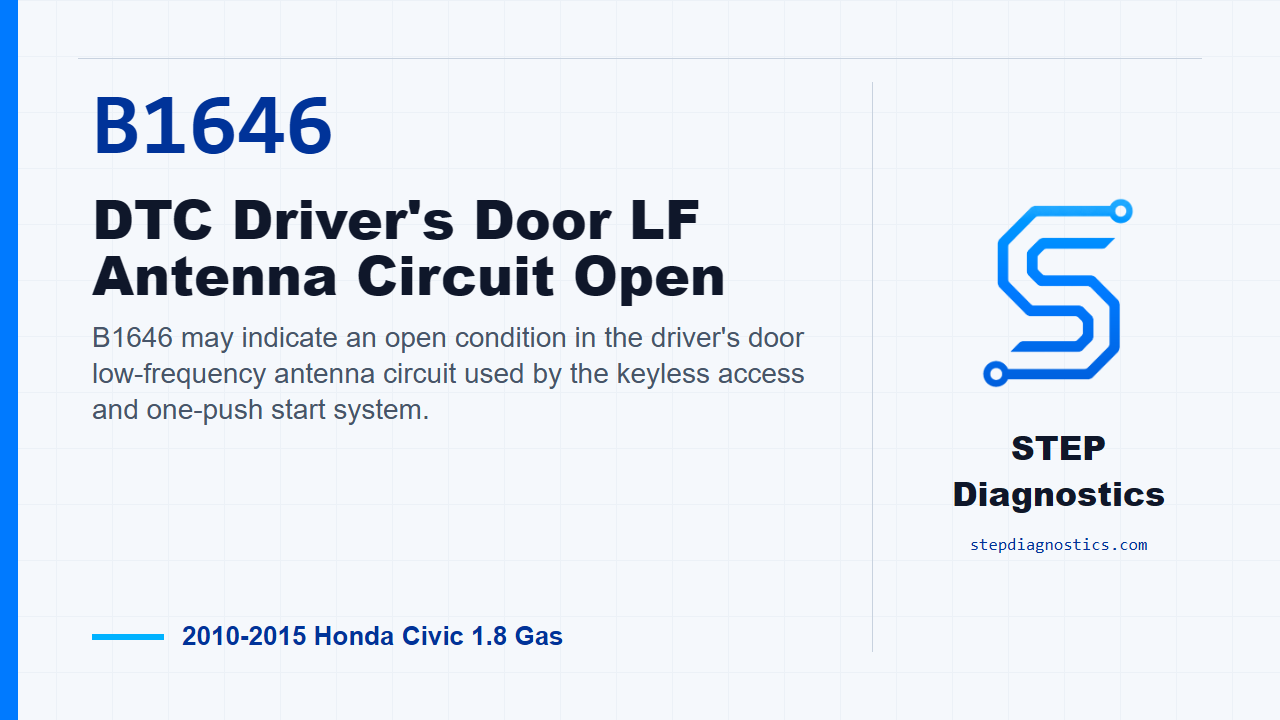 B1646 DTC Driver's Door LF Antenna Circuit Open diagnostic guide