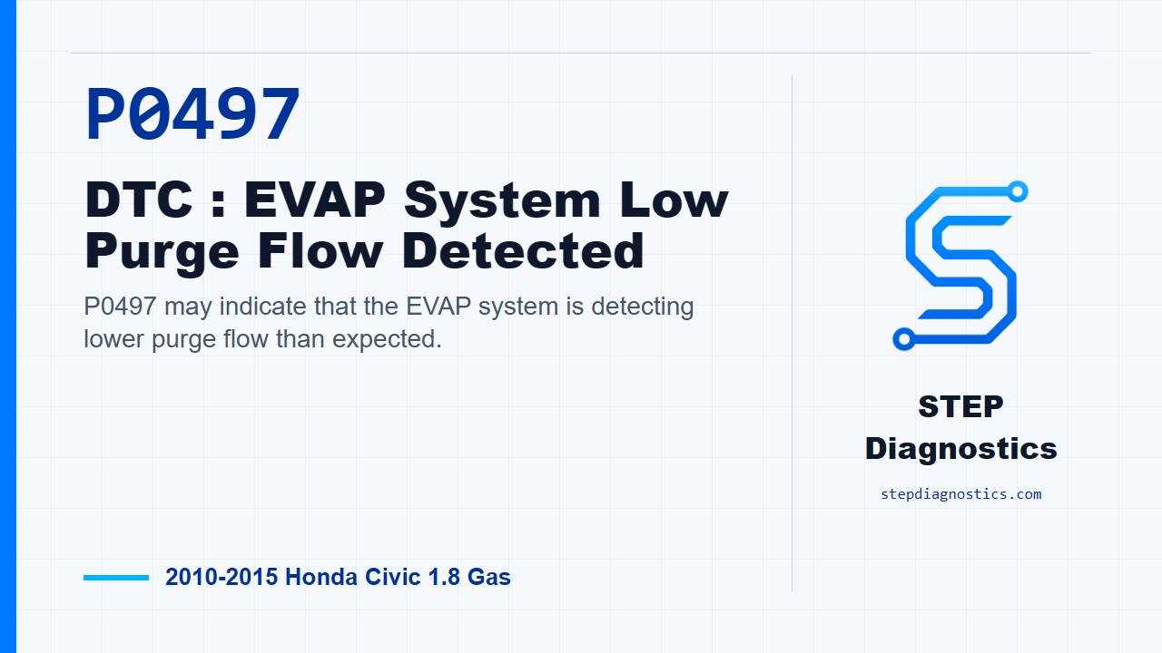 P0497 DTC : EVAP System Low Purge Flow Detected for 2010-2015 Honda Civic 1.8 Gas