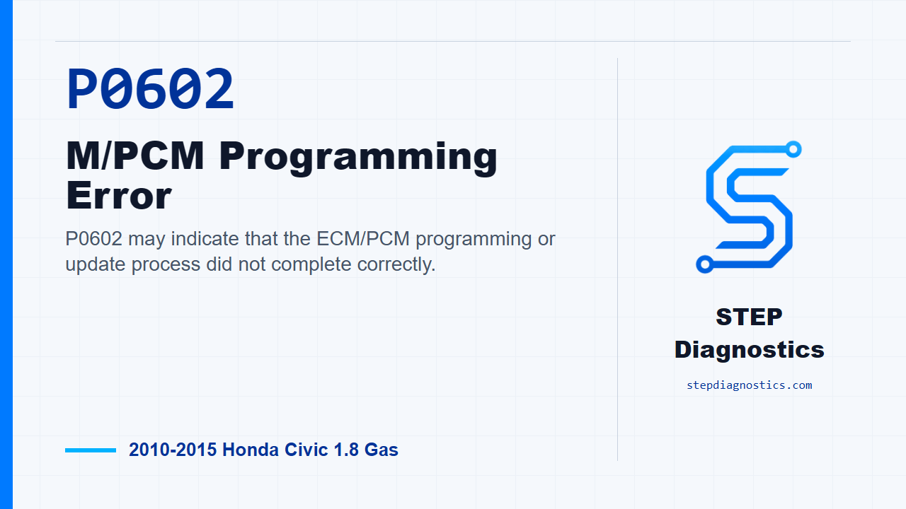 P0602 M/PCM Programming Error for 2010-2015 Honda Civic 1.8 Gas
