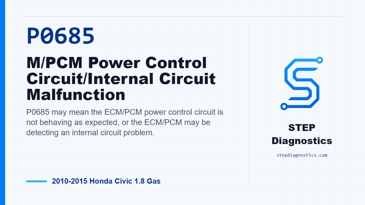 P0685 M/PCM Power Control Circuit/Internal Circuit Malfunction for 2010-2015 Honda Civic 1.8 Gas
