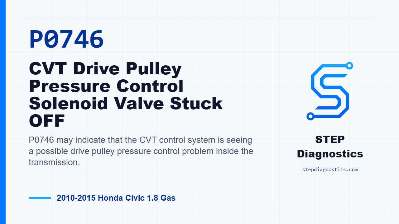 P0746 CVT Drive Pulley Pressure Control Solenoid Valve Stuck OFF for 2010-2015 Honda Civic 1.8 Gas